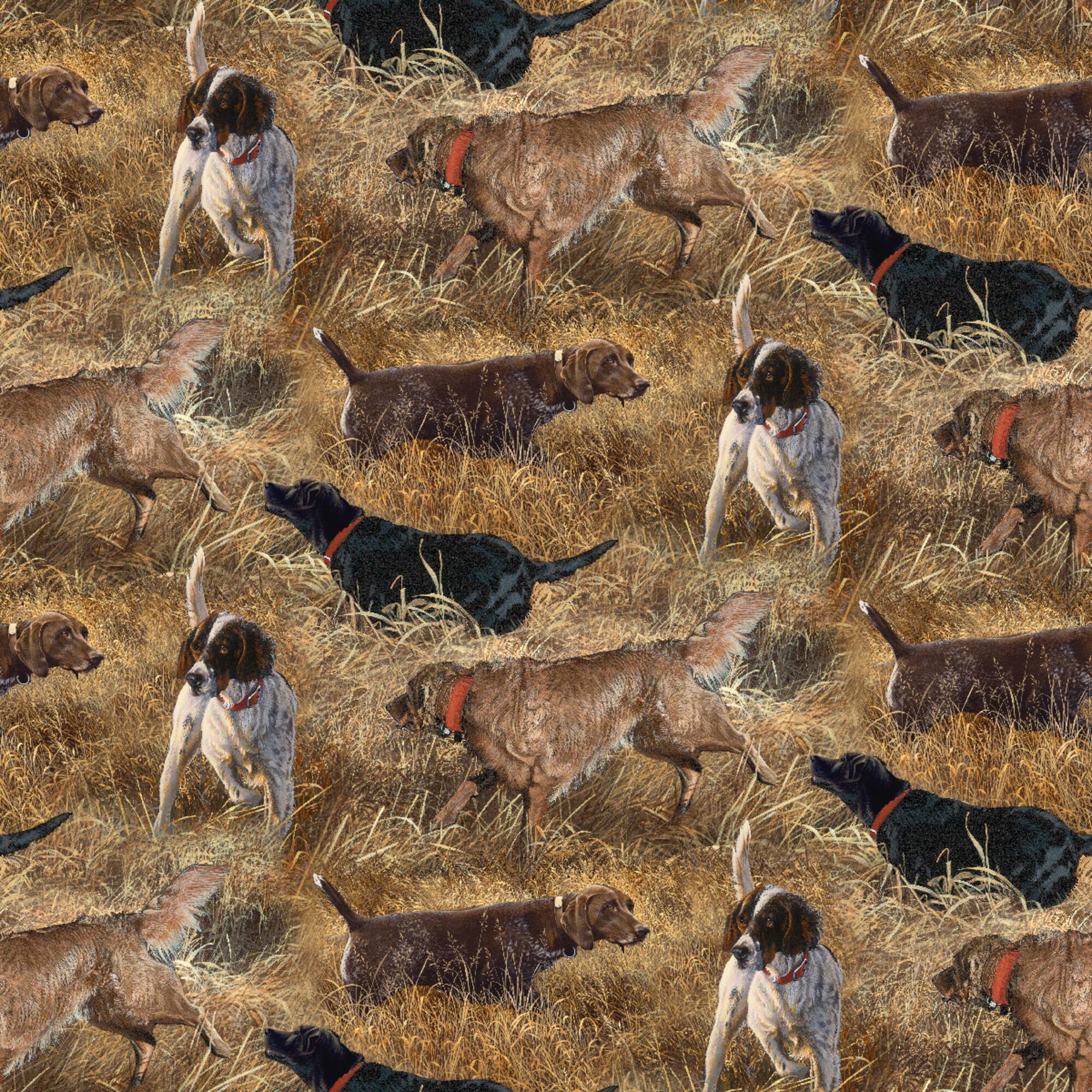 Wild Wings Dog Days in the Fields Brown Quilting Cotton Fabric